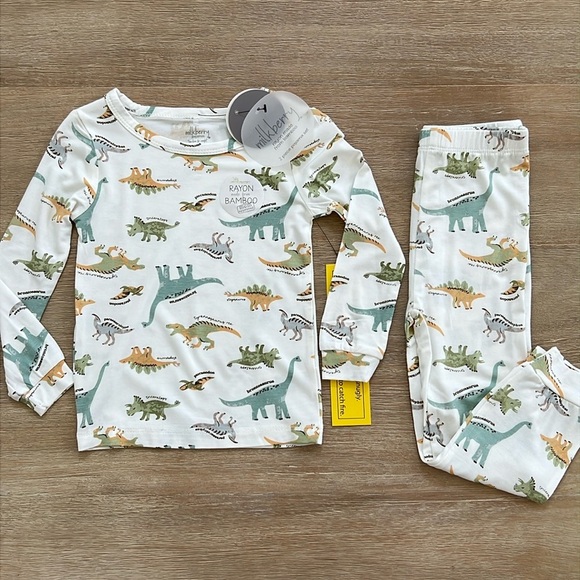 Dinosaur Print Kids Pajama Set - Picture 1 of 5